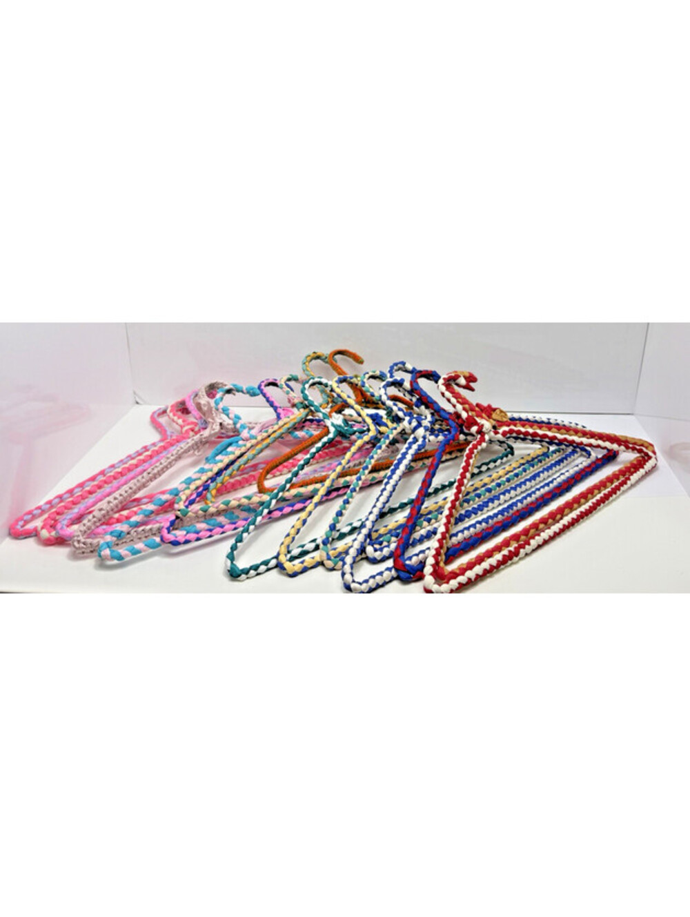 Lot of 17 Vintage Fabric Braided Wire Yarn Covered Clothes Hangers